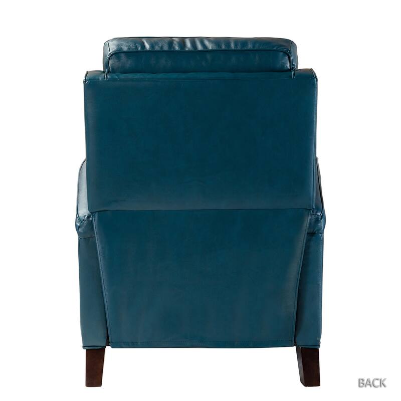 Gaspar Mid-Century Modern Genuine Leather Pushback Recliner with Wood legs Set of 2 by HULALA HOME