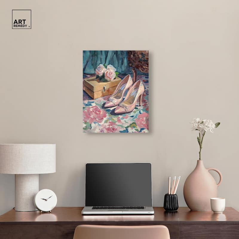 Shoes and the Roses Canvas by Art Remedy, Gallery Wrapped