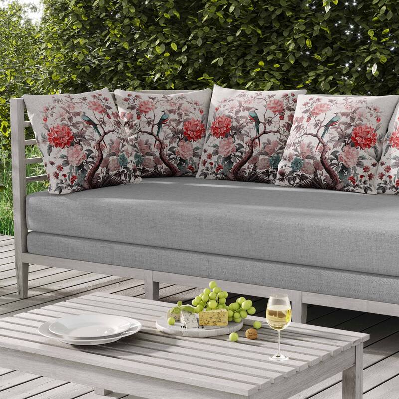 Bloom Bower Bliss Indoor/Outdoor Reversible Throw Pillow Pink and Green