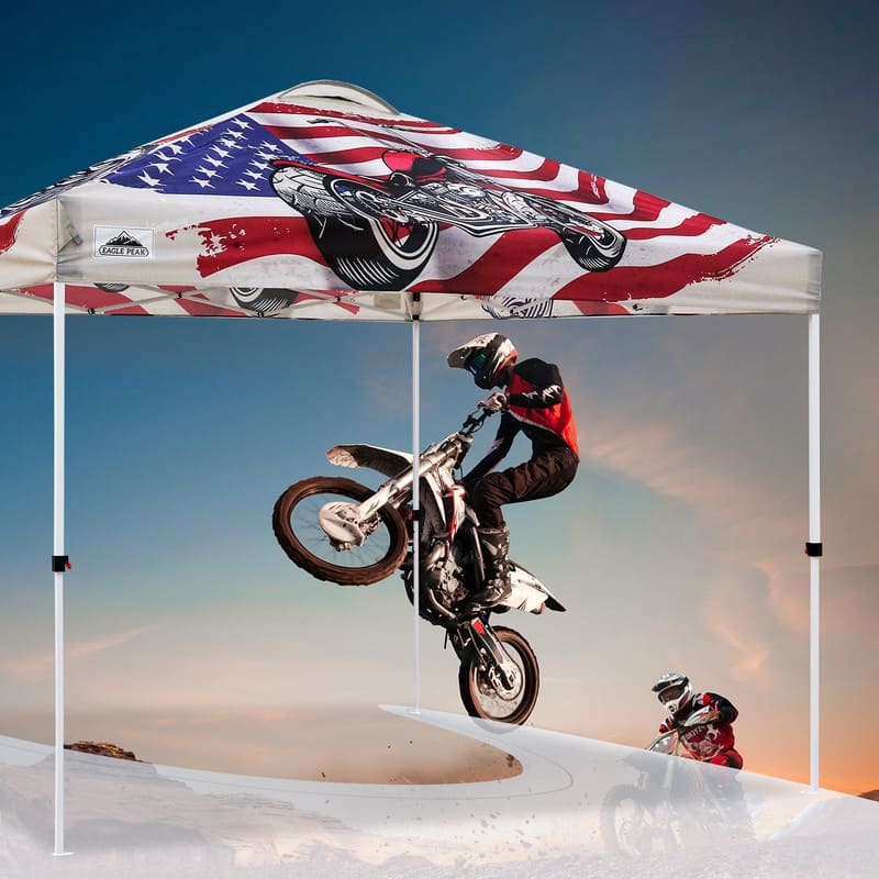 EAGLE PEAK Pop Up Canopy Tent with Wheeled Carry Bag, 8 Stakes, 4 Ropes, 4 Weight Bags, Easy Set Up Tent Canopy