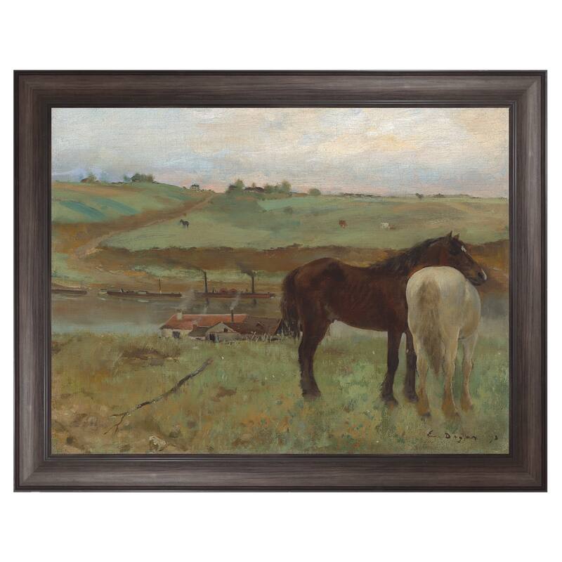 Masterpiece Art Gallery| Horses in a Meadow by Edgar Degas - Framed Canvas Art Print