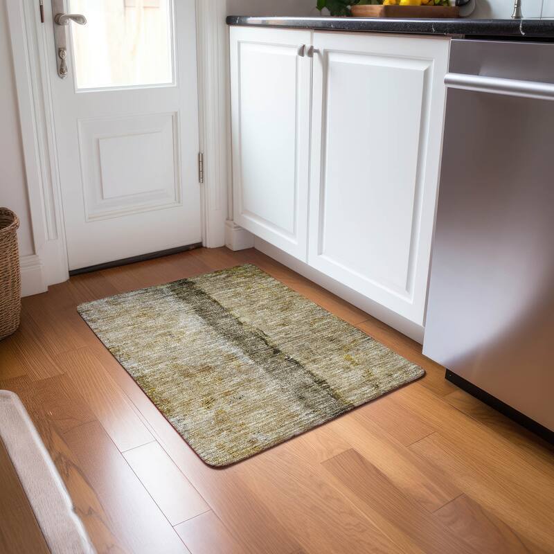 Machine Washable Indoor/ Outdoor Chantille Modern Contemporary Rug - Brown - 1'8" x 2'6"