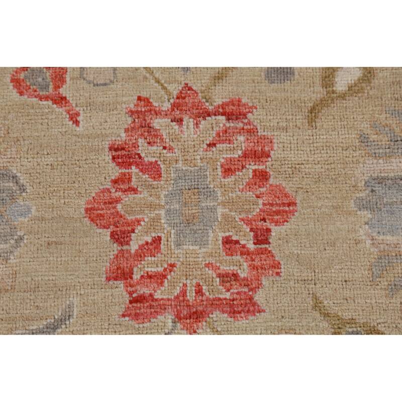 Hand Knotted Oriental 100% Wool Carpet Transitional All-Over Beige & Ivories Oushak Area Rug - 9' 10'' X 7' 9''