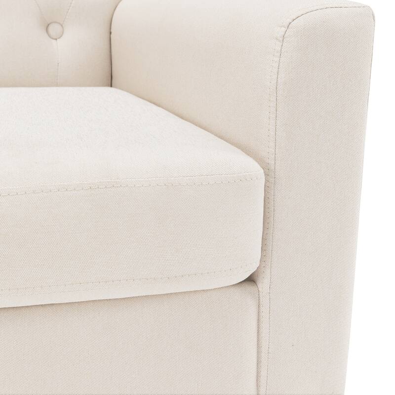 LUE BONA Modern Upholstered Accent Chair Linen Fabric Button Tufted Armchair with Solid Wood Frame - 28.5 W X 27.25 D X 33.75 H