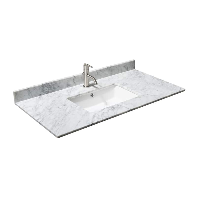 Maroni 42-Inch Light Straw Single Vanity, White Carrara Marble Top