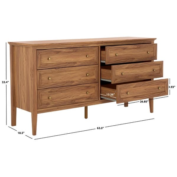 shamar mid century modern 6 drawer double dresser Nico Mid Century Modern 6-Drawer Double-Dresser Solid Wood