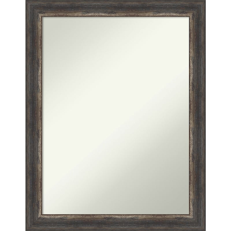 Non-Beveled Bathroom Wall Mirror - Bark Rustic Char Narrow Frame