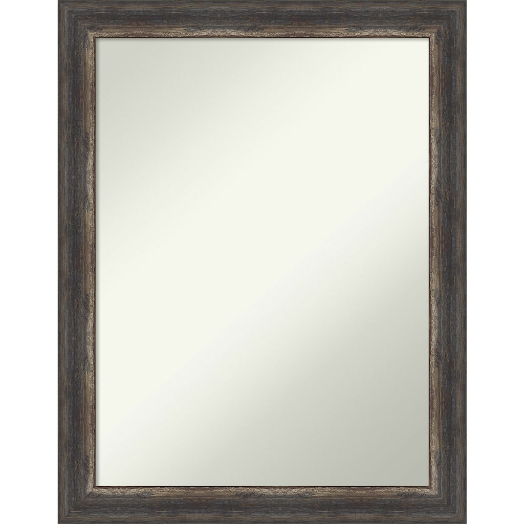 Non-Beveled Bathroom Wall Mirror - Bark Rustic Char Narrow Frame