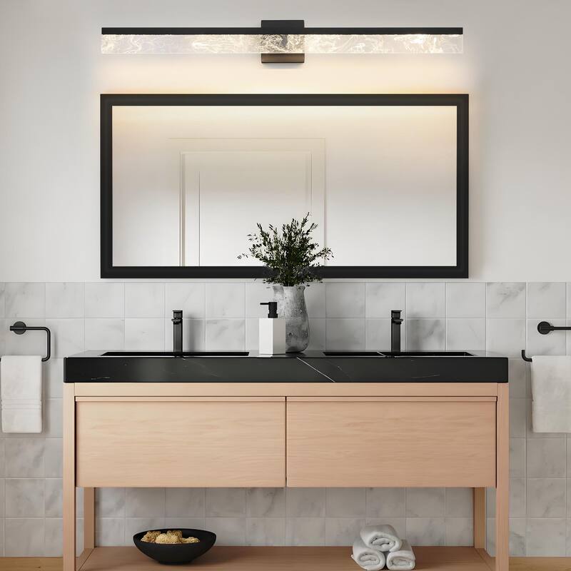 LED Bathroom Vanity Light 24/32/39 inch Dimmable Metal Wall Sconce - Black/Warm White Light