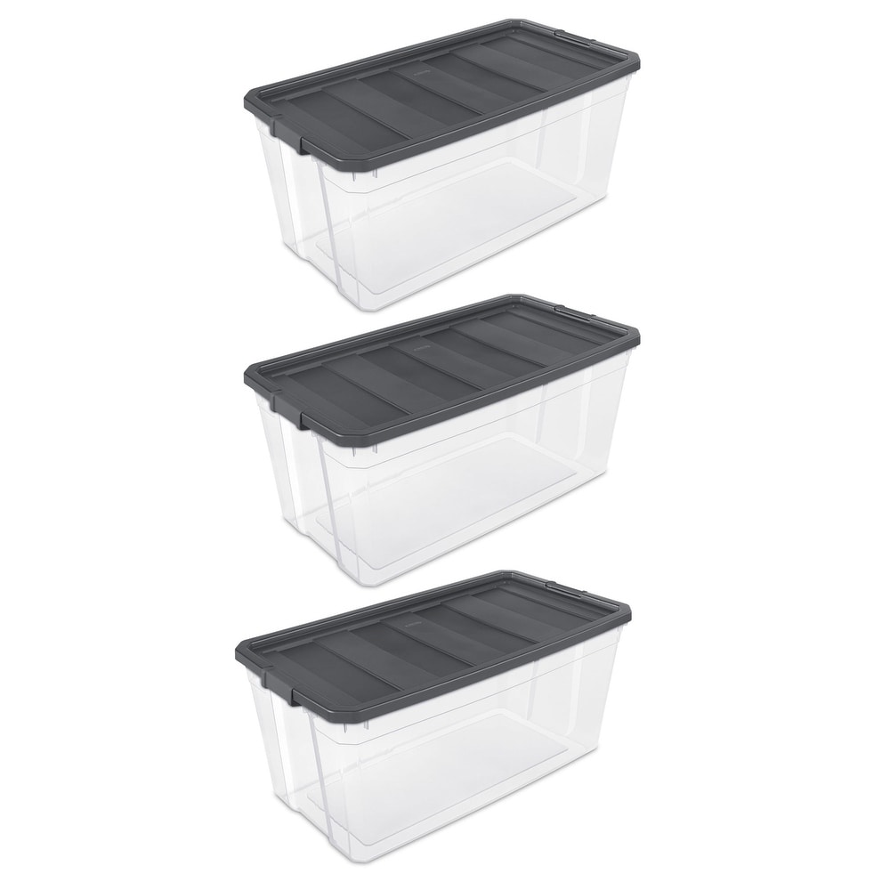 Wholesale Sterilite 45-gal Latch Tote with Wheels FLAT GREY
