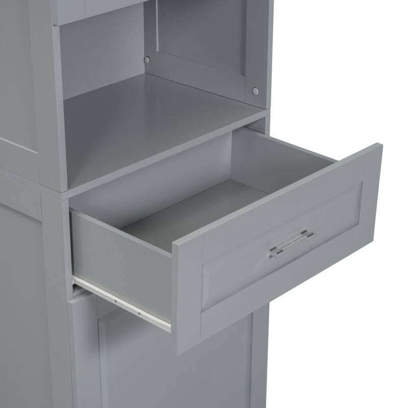 Tall Tilt Out Laundry Hamper Cabinet With Drawer Bathroom Storage Cabinet Shelf With Multiple Storage Space
