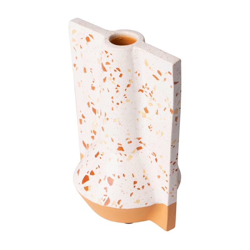 Urbino Handmade Ceramic Vase - White Terrazzo/Terracotta