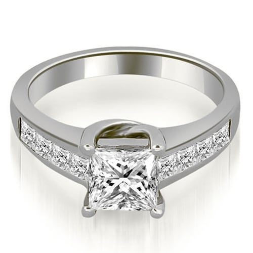 1.00 cttw. 14K White Gold Channel Princess Cut Diamond Engagement Ring