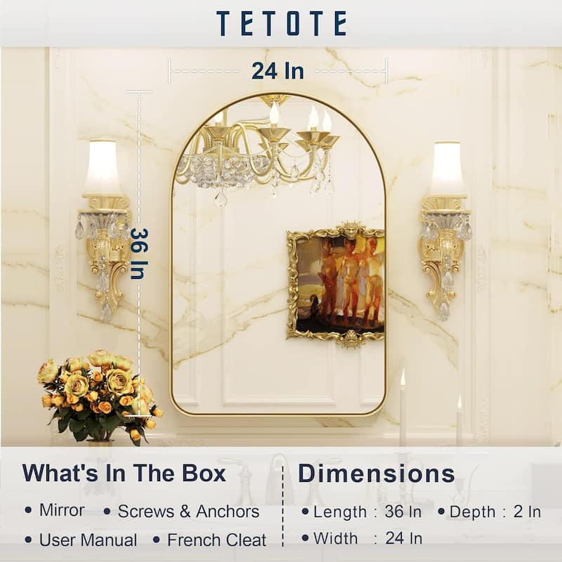 TETOTE Modern Arch Bathroom Wall Mounted Vanity Mirrors