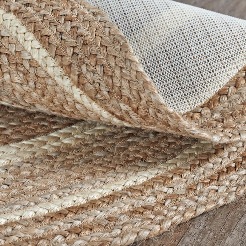 Natural & Creme Jute Rug Oval w/ Pad 20x30 - 3'6"