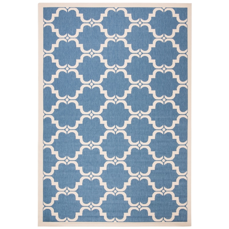 SAFAVIEH Courtyard Charleen Indoor/ Outdoor Waterproof Patio Backyard Rug - 6'7" x 9'6" - Blue/Beige