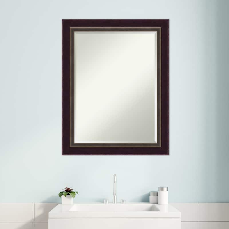 Beveled Wood Bathroom Wall Mirror - Signore Bronze Frame