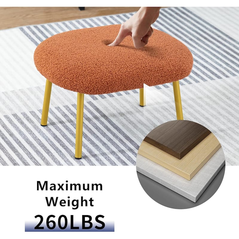 XINMICS Round Boucle Upholstered accent chair ottoman