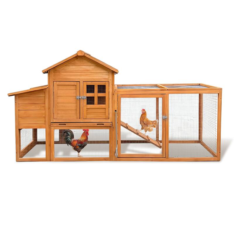 80" Chicken Coop with Nest Box and Removable Tray, Hen House for 2-6 Chickens, Outdoor Weatherproof Small Animal Cages