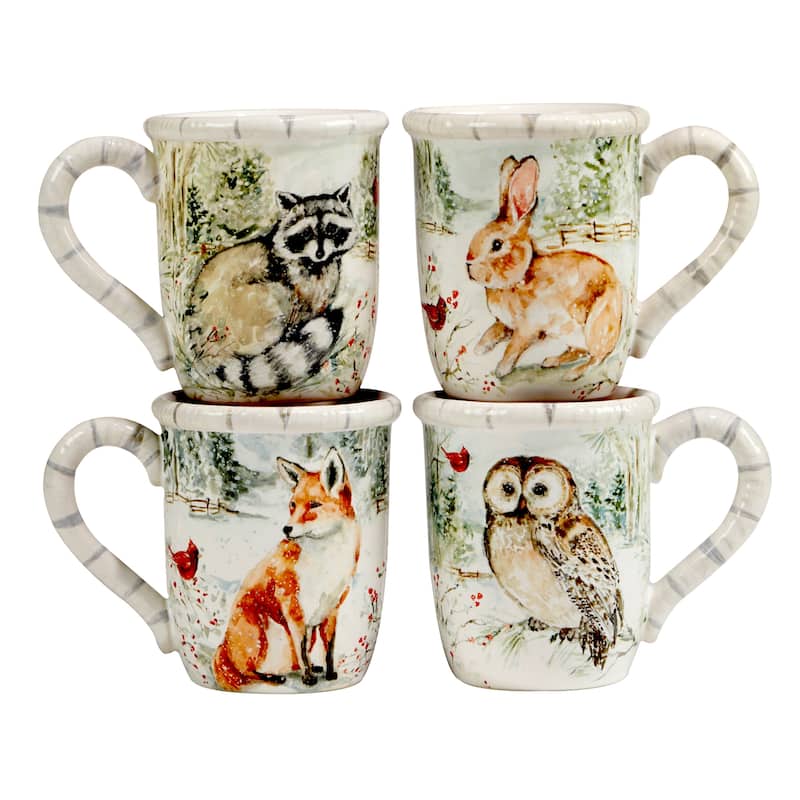 Certified International Winter's Walk 16 oz. Mugs, Set of 4