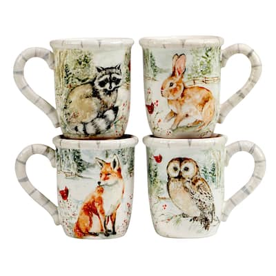 Certified International Winter's Walk 16 oz. Mugs, Set of 4