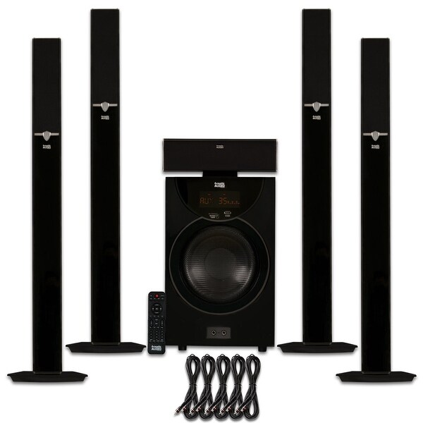 Acoustic Audio AAT2003 Tower 5.1 Bluetooth Speaker System and 5 Ext. Cables