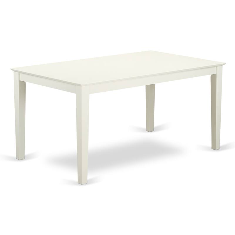 HomeStock 7-Pc Linen White Finish Solid Wood Top Dining Table with 6 Chairs