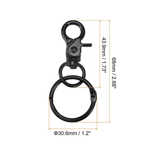 44mm Swivel Clasps Lanyard Snap Hook w Binder Ring for DIY Black, 4Pcs ...