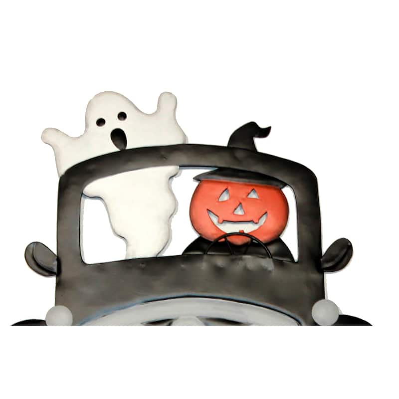18" Metal Pumpkin & Ghost on Truck Yard Stake