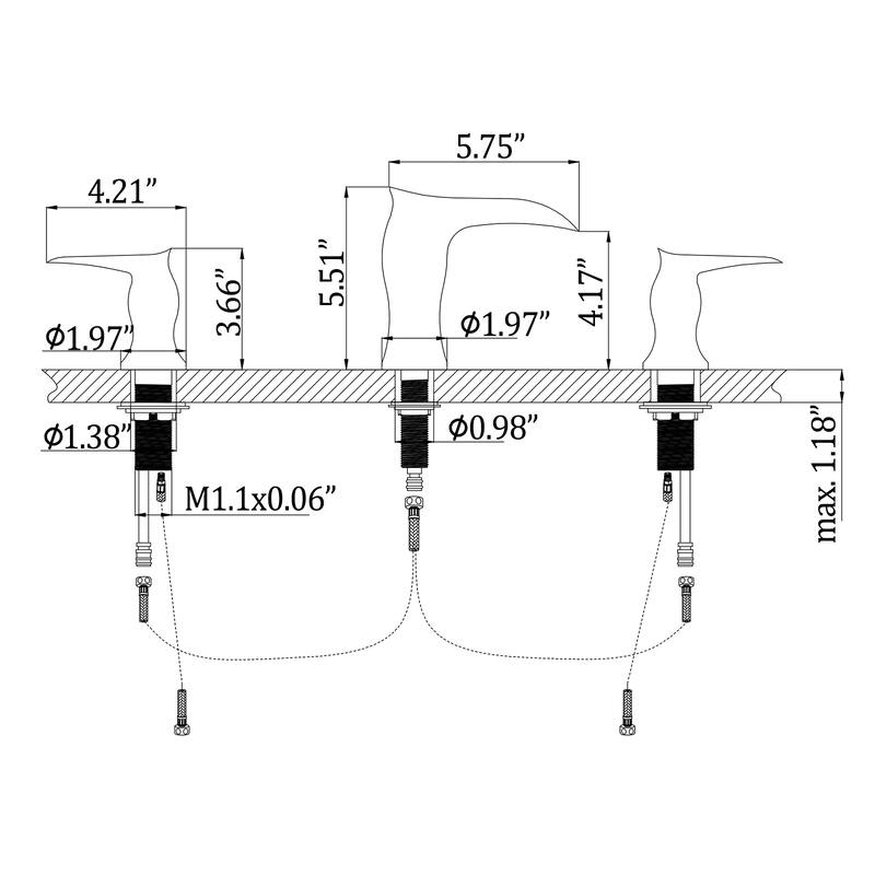 Modern Design Matte Black Widespread Bathroom Faucet with Two Handles