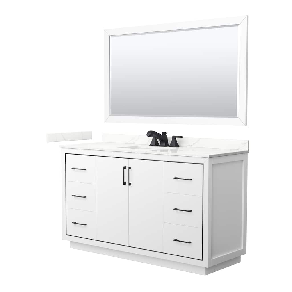 Icon 60-inch Single Vanity, Quartz Top, 58-inch Mirror