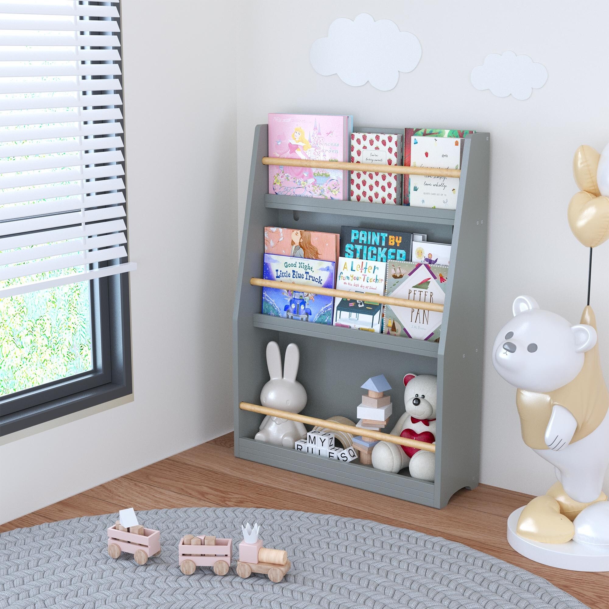 3 Tier Kids Book Shelf,Kids Book Rack, Helps Keep Bedrooms
