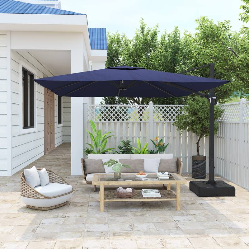 11FT Square Cantilever Patio Umbrella in Navy Blue(without Umbrella Base) - Dark Blue