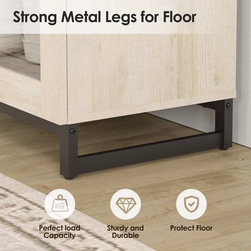 4 in 1 TV Stand for 120" TVs, Modern Entertainment Center with Glass Doors & Metal Legs