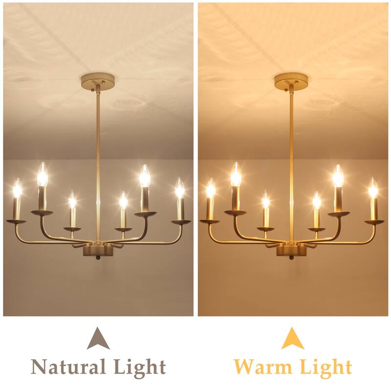 24.01 in. Modern Farmhouse Chandelier , 6-Light French Country Chandelier for Dining Room Living Room Bedroom Kitchen