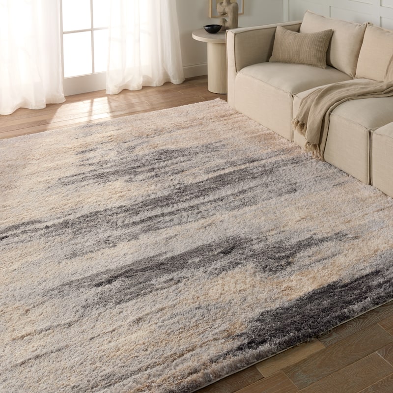 Ostland Abstract Gray/ Cream Area Rug