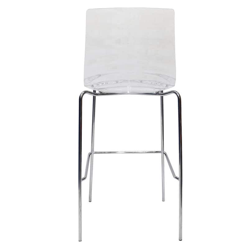 Astor Modern Plastic Bar Stool Chrome Steel Base Counter Stool with Ripple Swirl Seat Design and Footrest