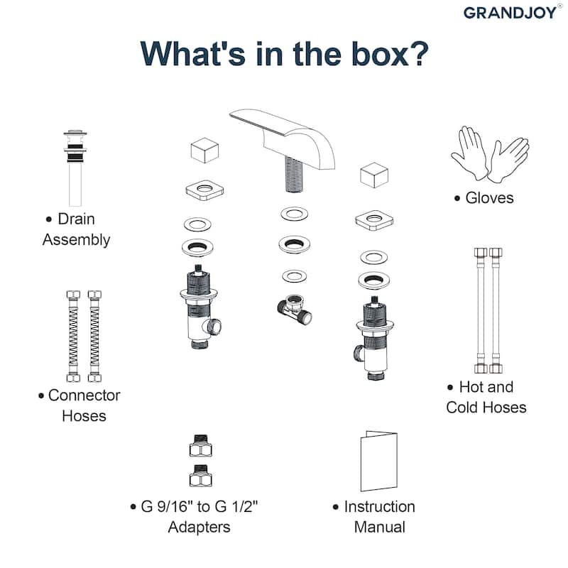 GRANDJOY Low Arc Waterfall Widespread Bathroom Sink Faucet