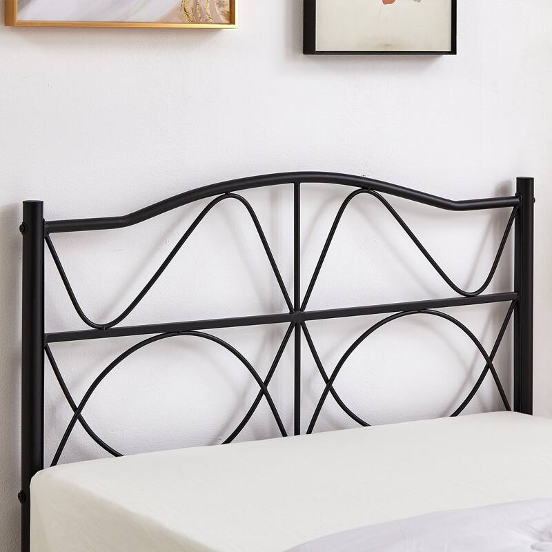 VECELO Metal Platform Bed Frame with Curved Headboard and Under-Bed Storage-No Box Spring Needed, Twin/Full/Queen Size