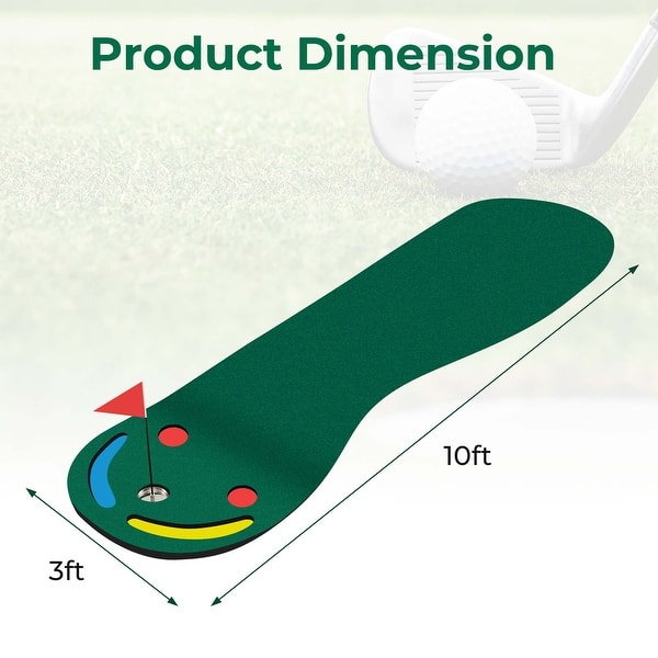 9.8 X 3FT Par 3 Holes Golf Putting Green Mat Set for Practice - 9.8 X 3FT