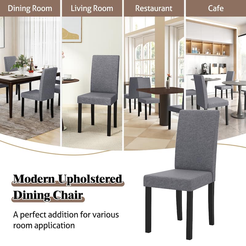 Gymax Dining Chair Set of 4 Fabric Upholstered Rubber Wood Legs Side