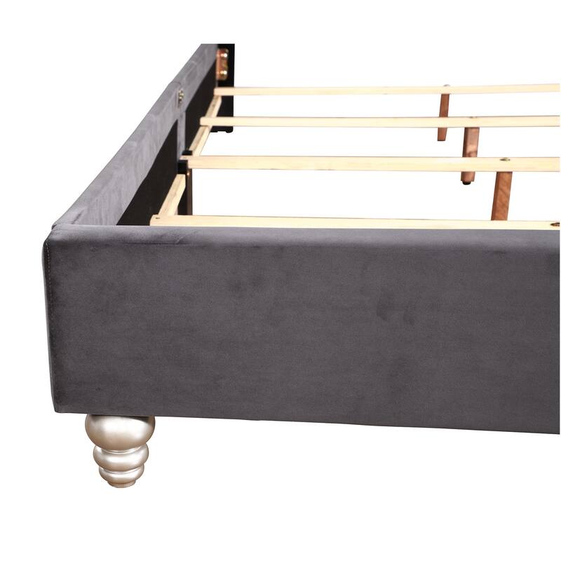 Queen Faux Jewel Tufted Panel Bed - 86" - Gray