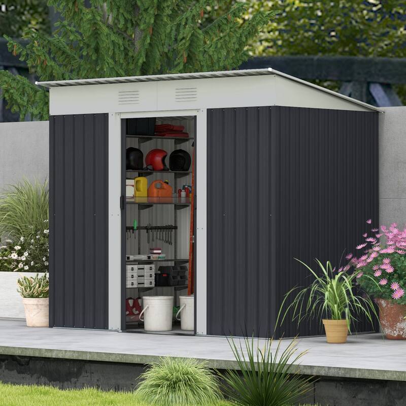 Rust-resistant Steel Storage Shed with Waterproof Panels & Sliding Lockable Door Garden Shed Pet Shed Tool Shed