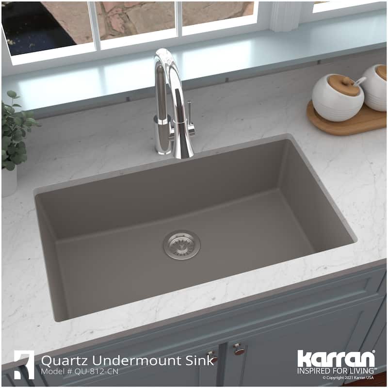 Karran USA QU-812-PK1 Quartz QU 32-1/4" Undermount Single Basin Quartz