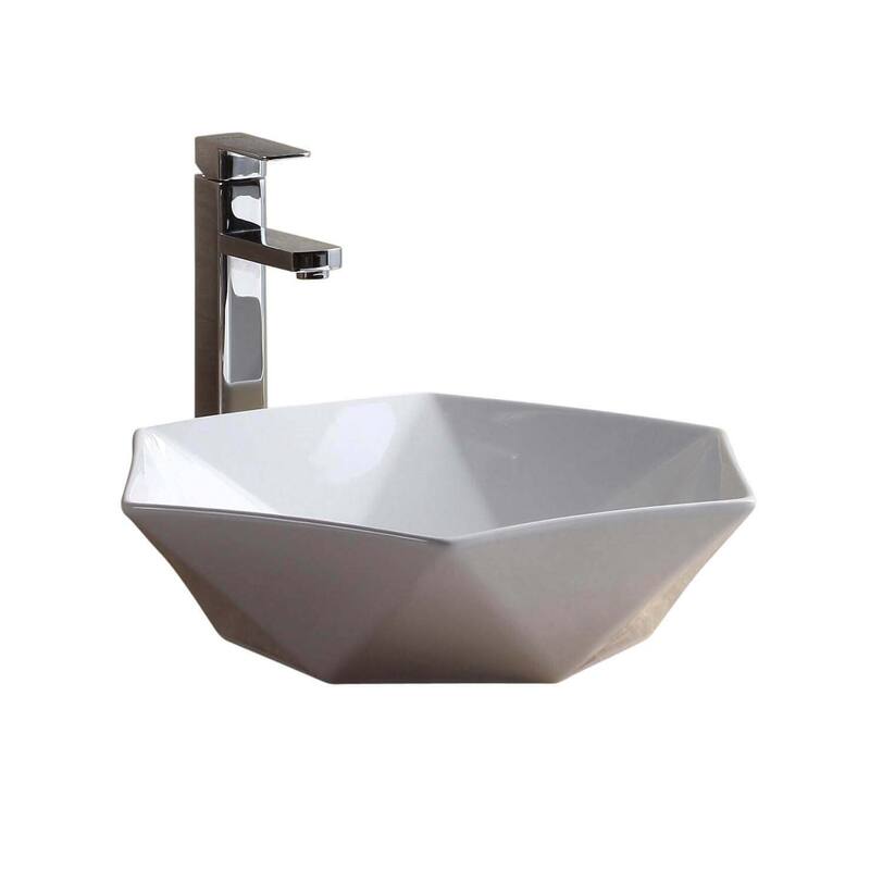 Fine Fixtures White Vitreous China Hexagon Vessel Bathroom Sink