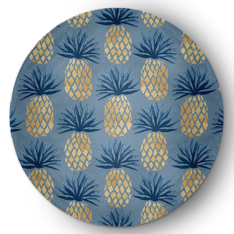 Pineapple Stripes Indoor/Outdoor Rug - Dusty Smoke - 5' Round