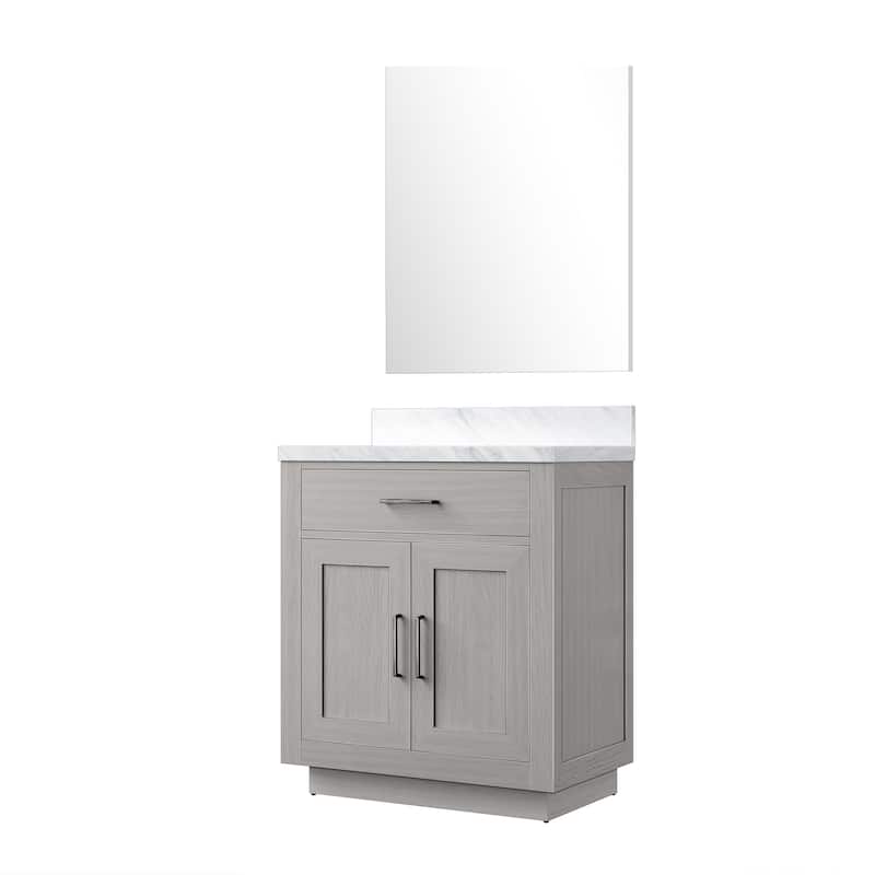 Abbey Bath Vanity with Carrara Marble Top, Sink and Mirror
