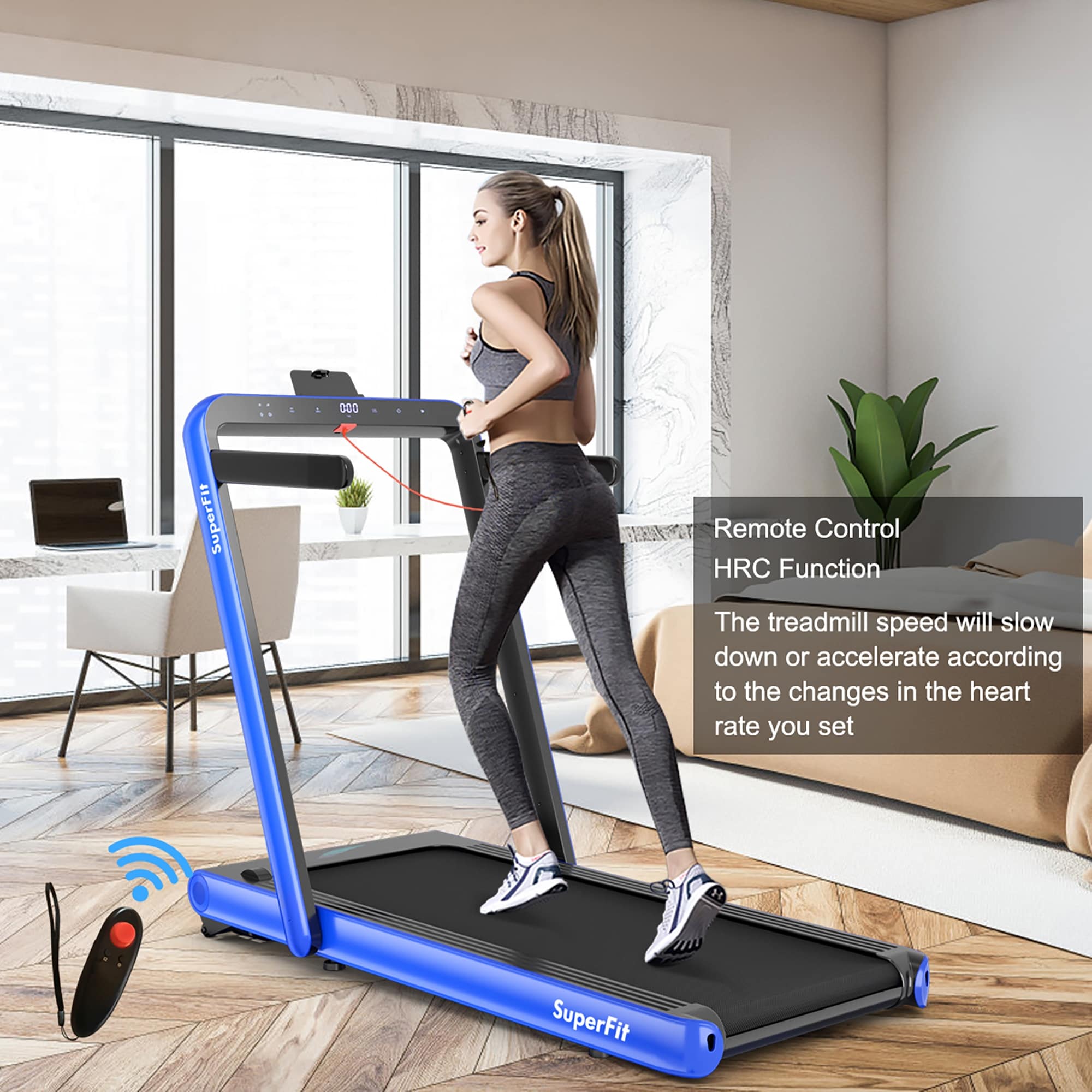 SuperFit 4.75HP 2 In 1 Folding Treadmill W Remote APP Bed Bath Beyond 33912589