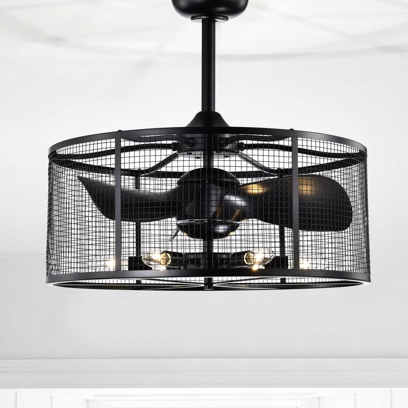 Anlo 23 Inch Matte Black 6-Light 3-Blades Ceiling Fandelier with Remote