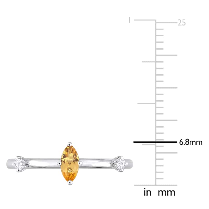 Miadora 1/3ct TGW Marquise Citrine and White Topaz 3-Stone Ring in Sterling Silver